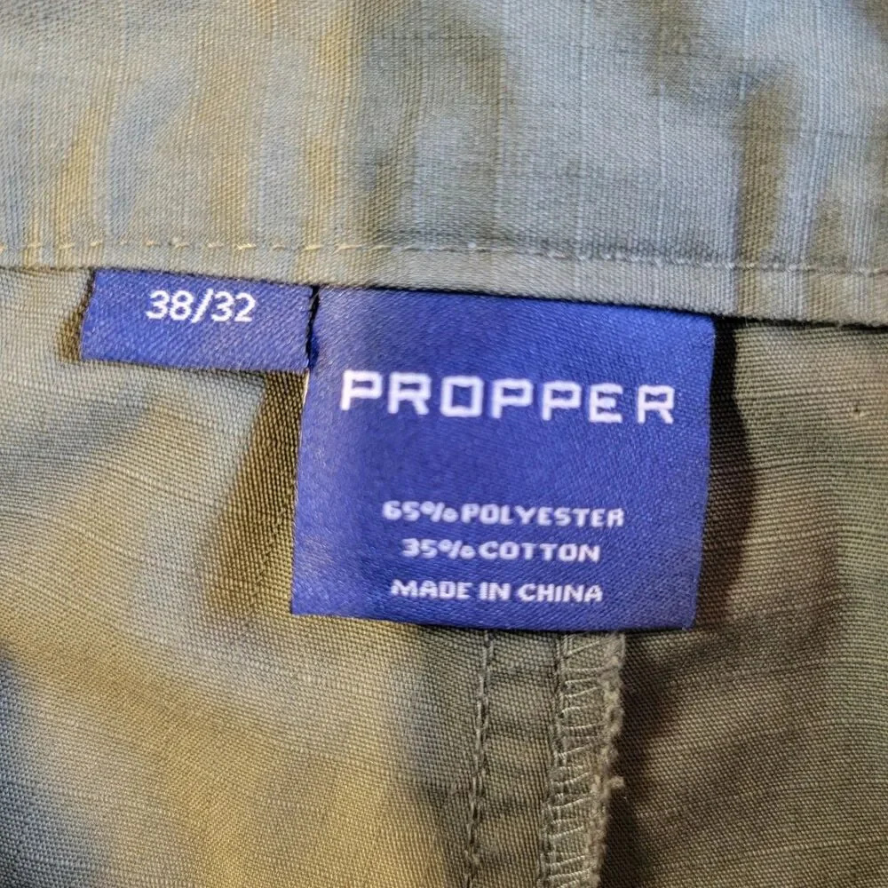 PROPPER Men's Green Tactical Pants 38/32 Polyester Cotton Cargo Pockets